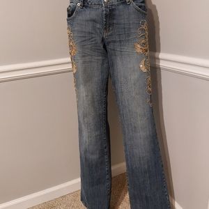 Embroidered Sequins Jeans
